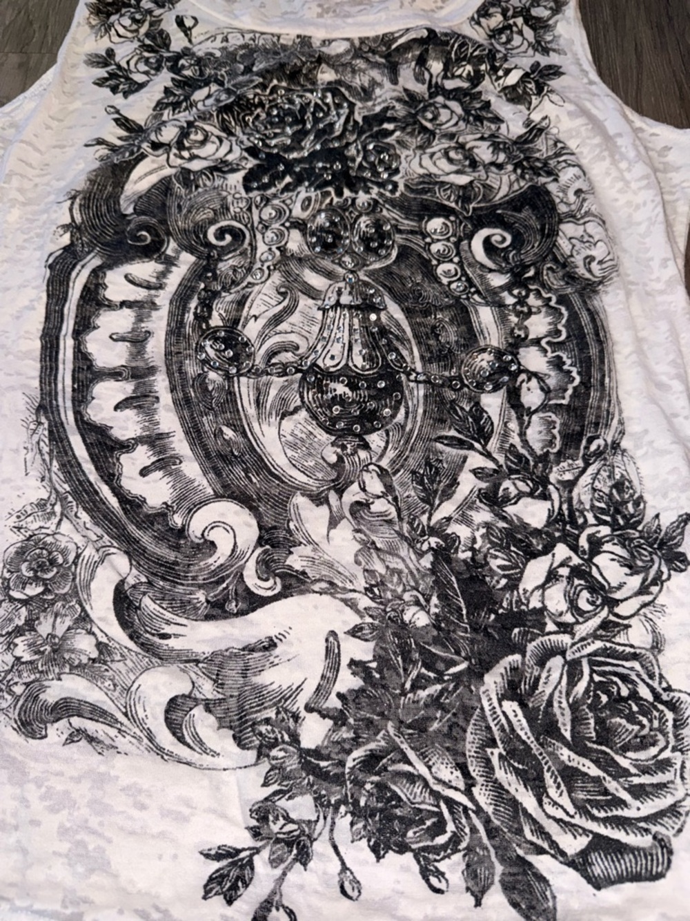 White Floral Graphic Tie-Shoulder Tank Top - Picture 2 of 5